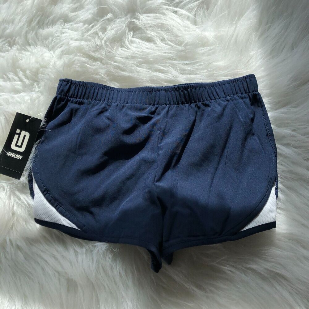 Ideology Kids Core Running Shorts Indigo Sea Navy Blue White Mesh Size 5 NEW